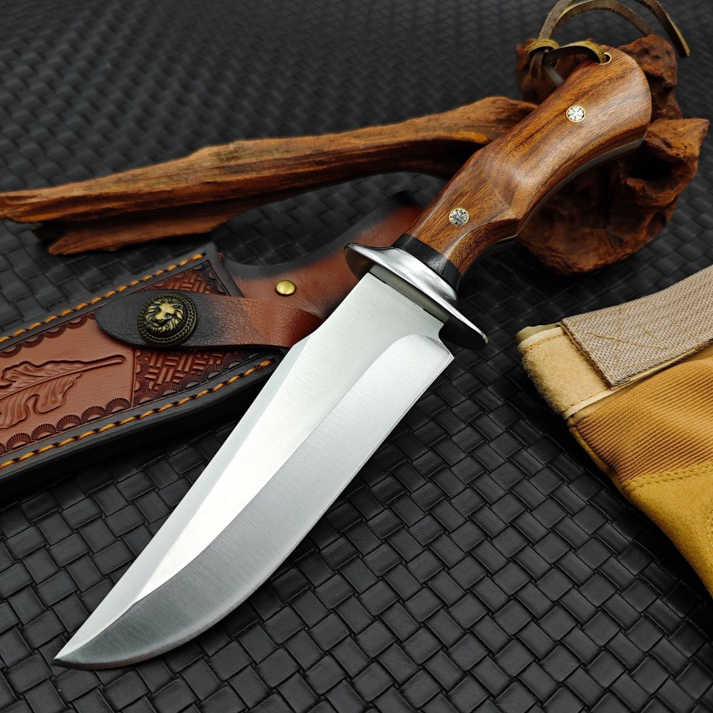 Edc Pocket Carry Fixed Blade - 高硬度9CR18MOV鋼製、レッドペアウッドハンドルの頑丈なポケットナイフ、キャンプ、EDCツール、サバイバル、携帯ナイフ、日常持ち運び用