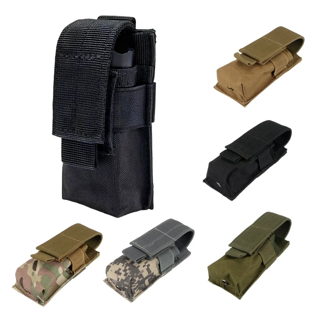 Edc Carry Flashlight - Molle 戦術 M5 懐中電灯ポーチ 9 ミリメートルシングルマガジンホルスタートーチホルダーユーティリティ