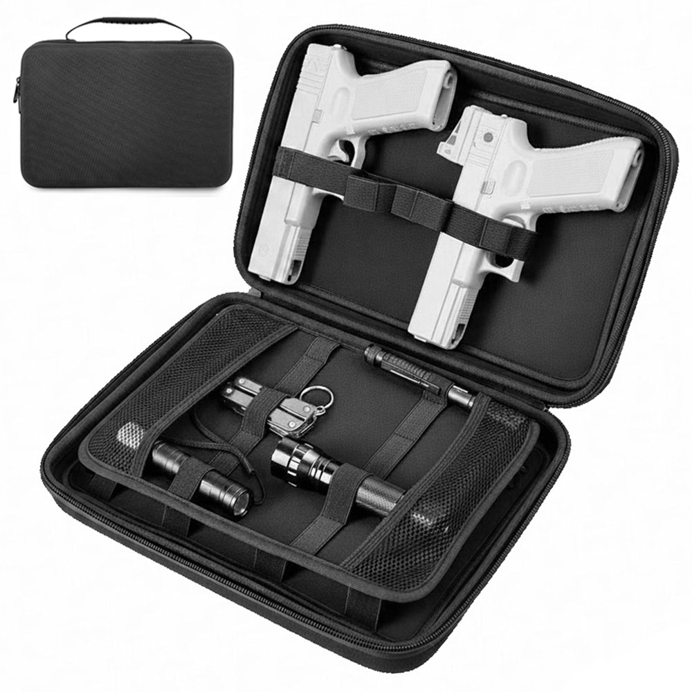 Appendix Carry Edc - 戦術的なピストルガンケースデュアルガン収納バッグ隠しキャリーピストル保護ケースガンホルスターバッグEDCツール懐中電灯ポーチ