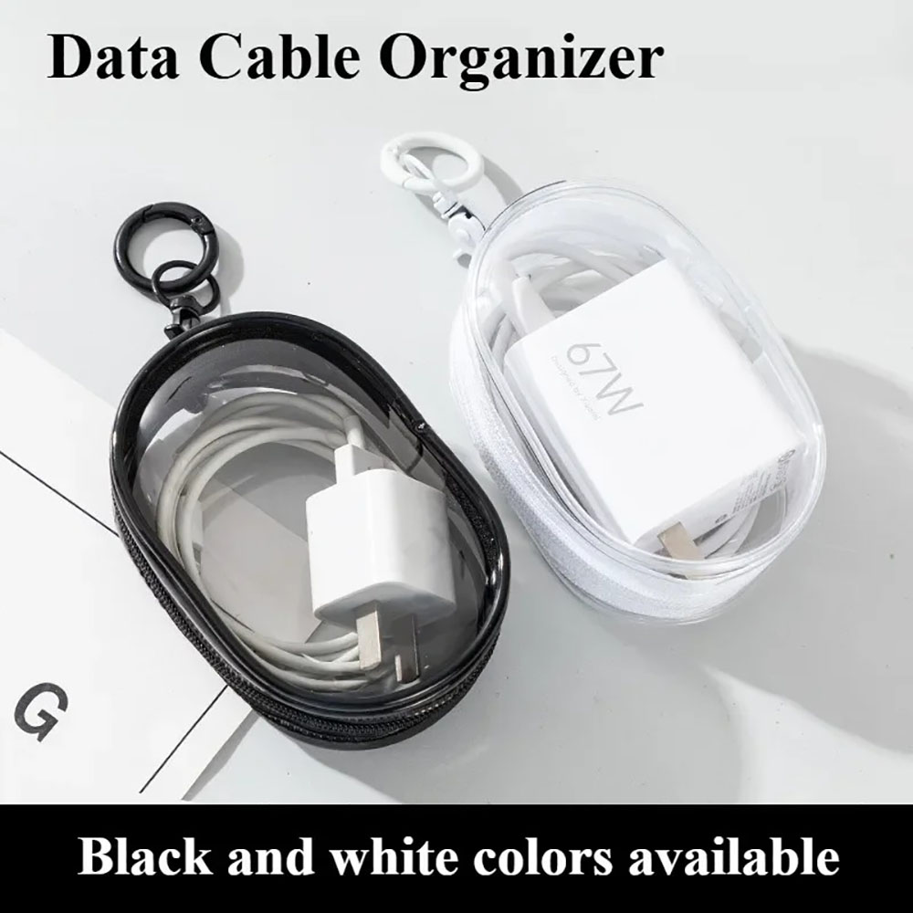 Cable Winder Keychain - イヤホン、携帯電話、旅行用ケーブル用のケーブル充電器オーガナイザー、便利なキーチェーンループ付き収納バッグ、紛失防止、絡み防止
