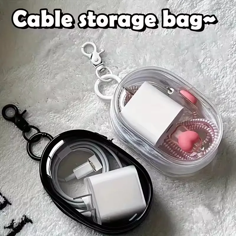 ポータブルミニ透明収納バッグ ジッパー付き 多機能ヘッドホン - Cable Winder Keychain のレビューと価格