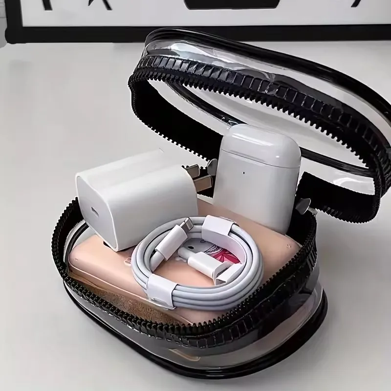 ポータブルミニ透明収納バッグ ジッパー付き 多機能ヘッドホン - Cable Winder Keychain のレビューと価格