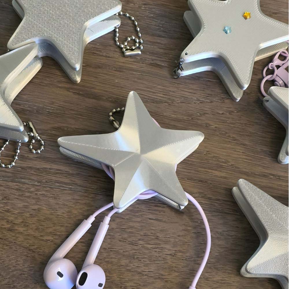 3Dスターケーブルワインダー、Y2Kキュートイヤホンワイヤー - Cable Winder Keychain のレビューと価格