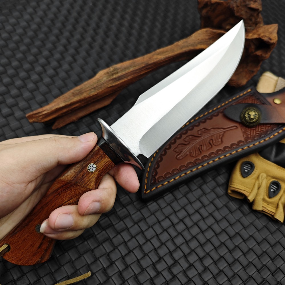 高硬度9CR18MOV鋼製、レッドペアウッドハンドルの頑丈な - Edc Pocket Carry Fixed Blade のレビューと価格