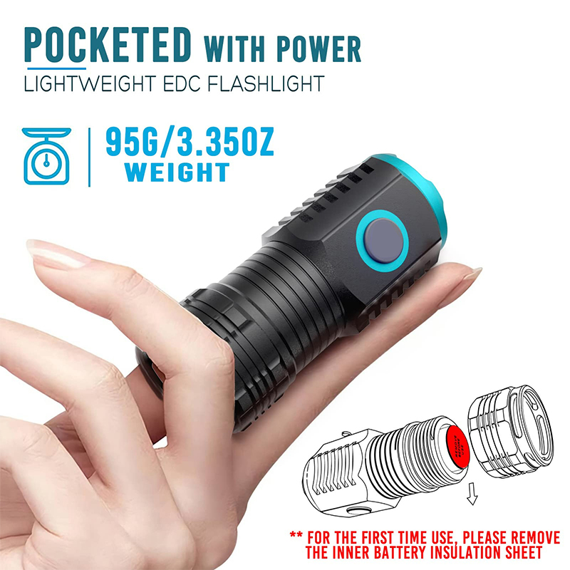 ミニLED懐中電灯,USB充電式,ポータブル,18350充電 - Edc Carry Flashlight のレビューと価格