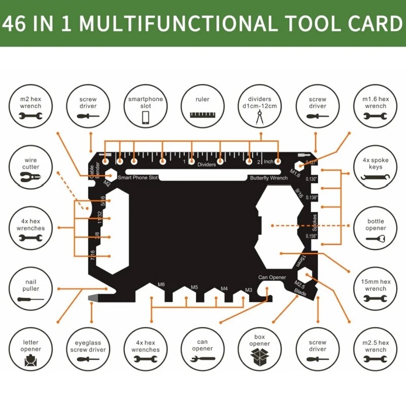 マルチツール46 in 1クレジットカードサイズ屋外キャンプ - Multitool Credit Card のレビューと価格