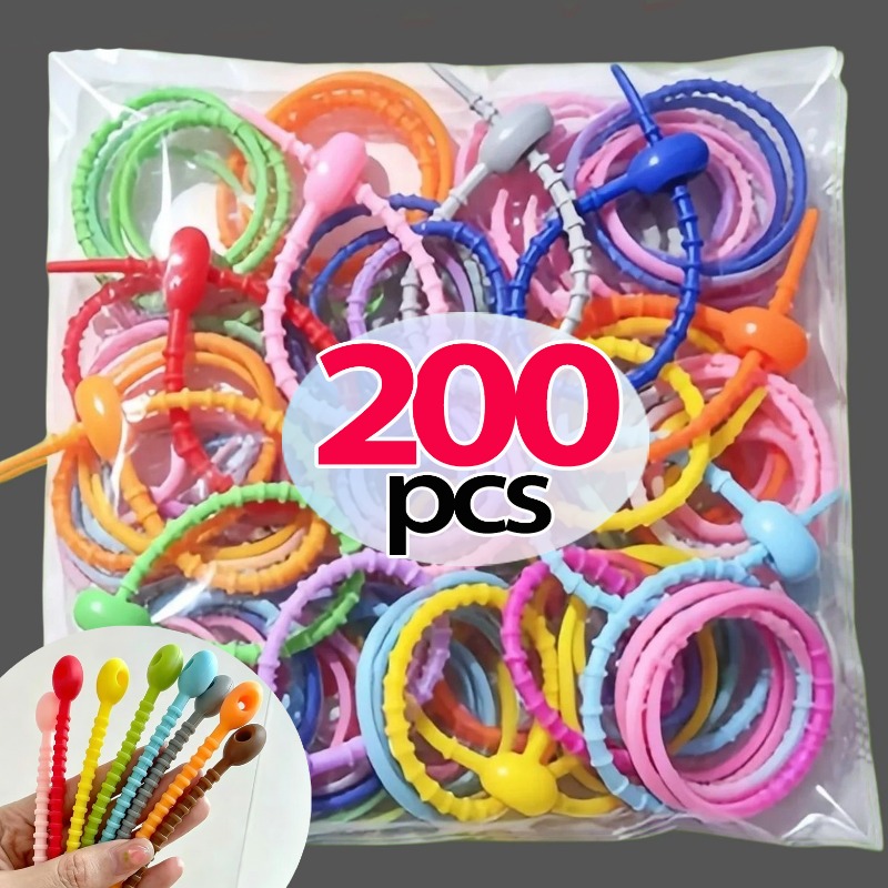 10/200 個シリコンケーブルタイマルチカラーケーブルワイ - Cable Winder Keychain のレビューと価格