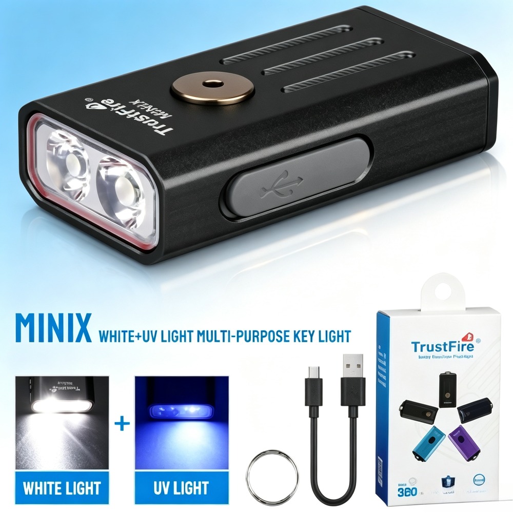ミニEDCキーチェーン懐中電灯 320LM 365nm UV - Edc Carry Flashlight のレビューと価格
