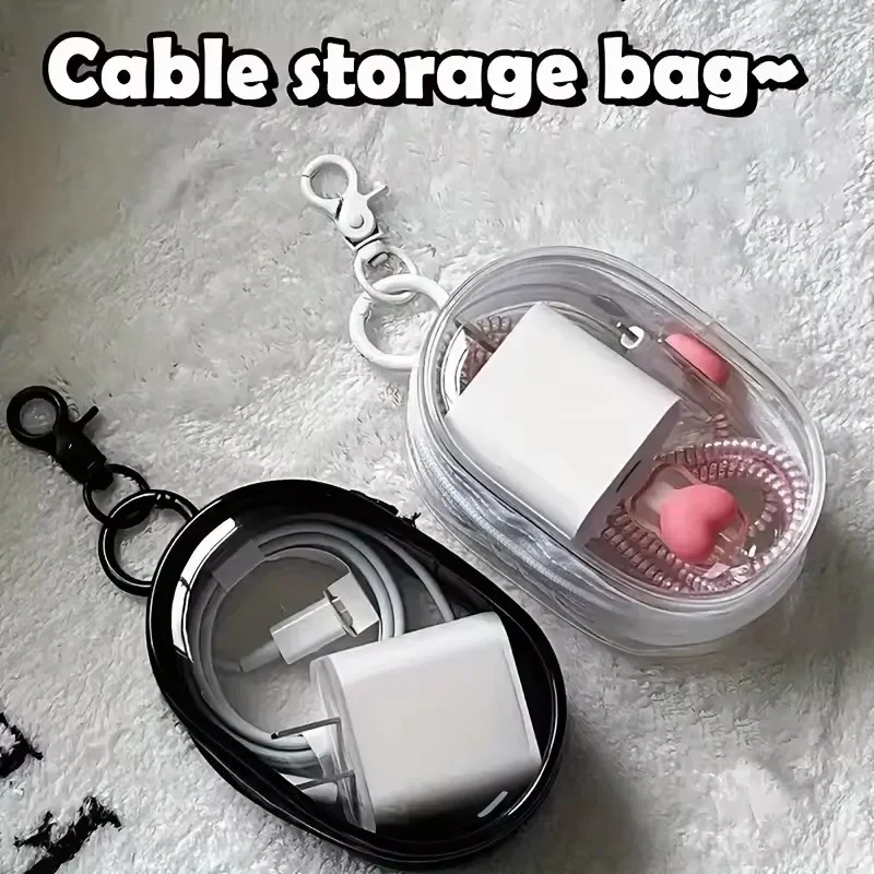 ポータブルミニクリアジッパー収納バッグ - イヤホンや充電器 - Cable Winder Keychain のレビューと価格